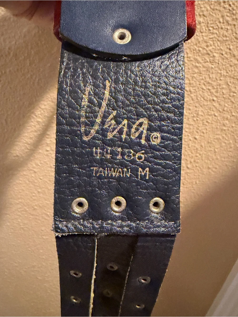 Vera Neumann Vintage 1980’s Leather Three Colors Navy Yellow Red Metal Stud Belt